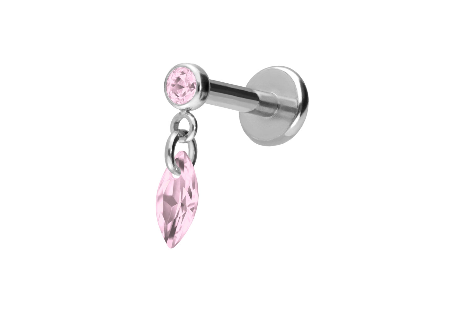 Titan Labret Piercing mit Push Fit KRISTALLOVAL
